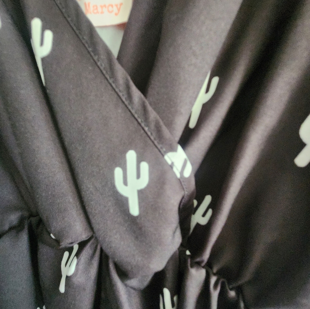 Black and Teal Cactus Pattern Jumpsuit